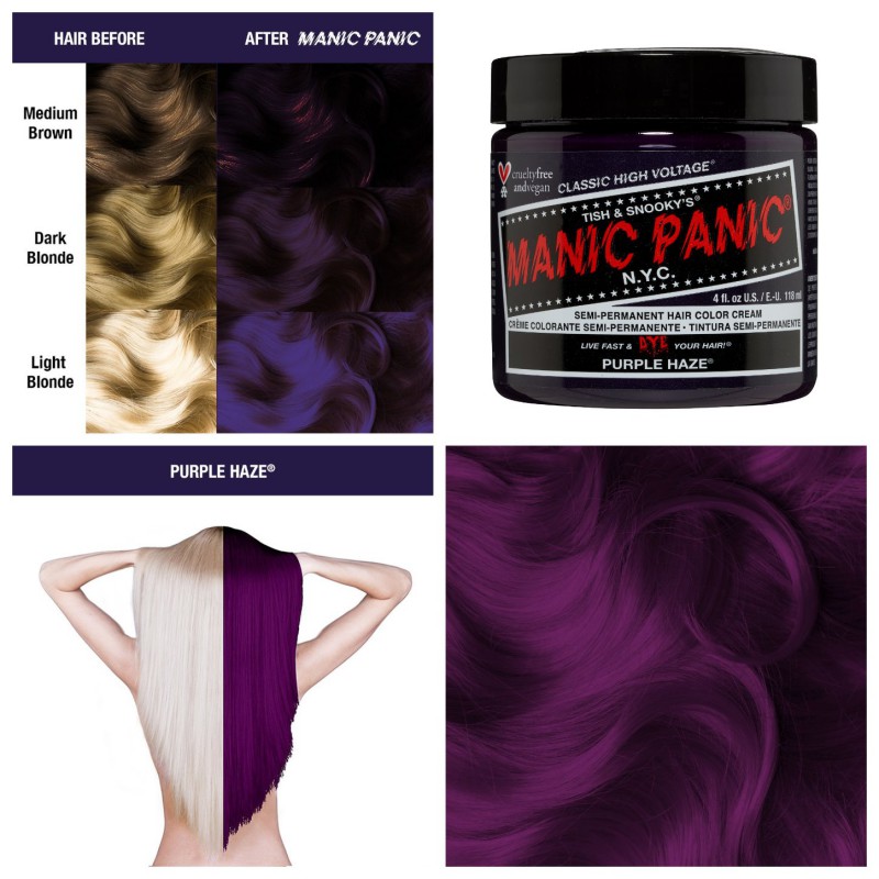 Фиолетовая краска для волос PURPLE HAZE CLASSIC HAIR DYE - Manic Panic